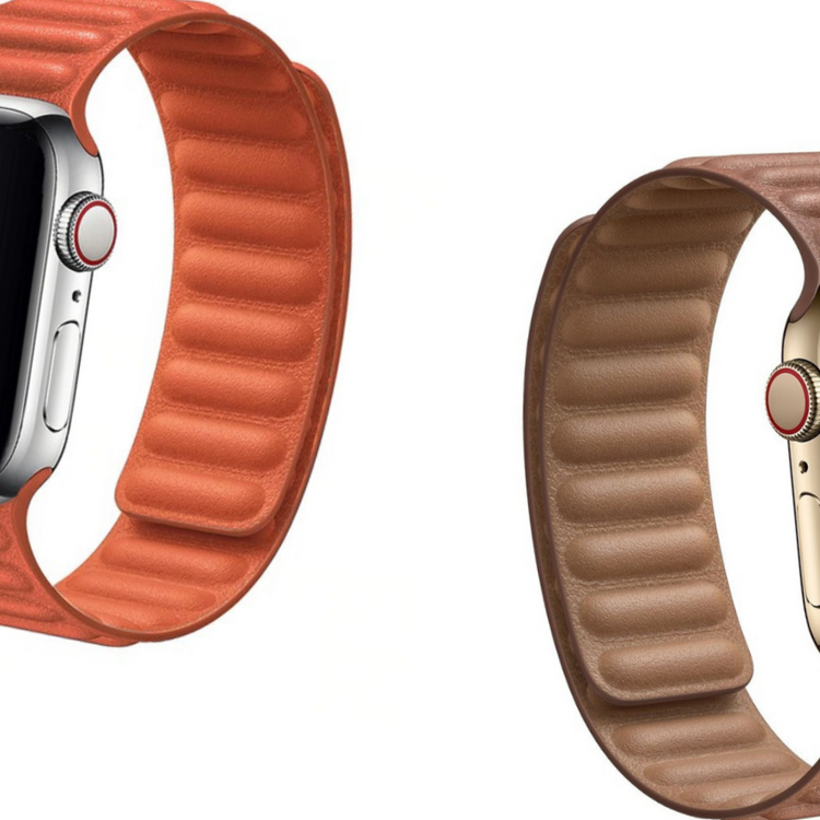 Stylish orange and brown leather bands for Apple Watch, showcasing classy design and durable material.