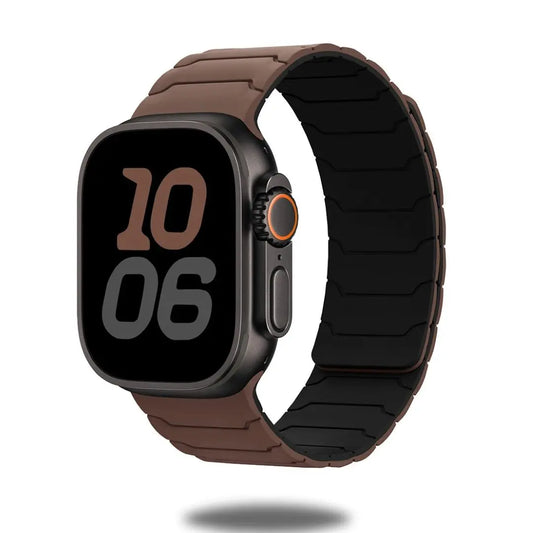 Dorb Silicon Link Loop band for Apple Watch in brown, showcasing sporty design and modern link loop style.