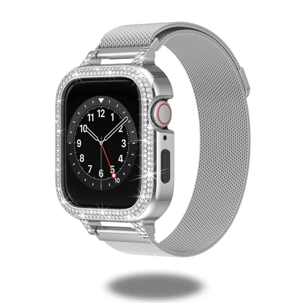 Bling Apple Watch Case and Milanese Loop Band for 40mm Apple Watch, sparkling design for iWatch Series 4-8.