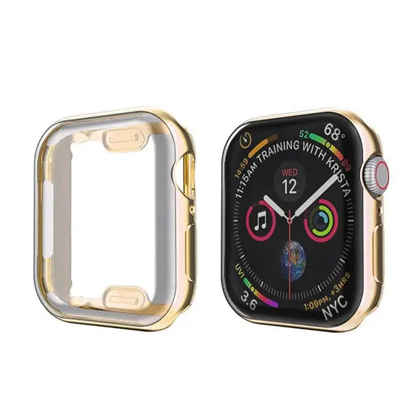 TPU cover screen protector for smartwatch, showcasing clarity and protection, compatible with Apple Watch.