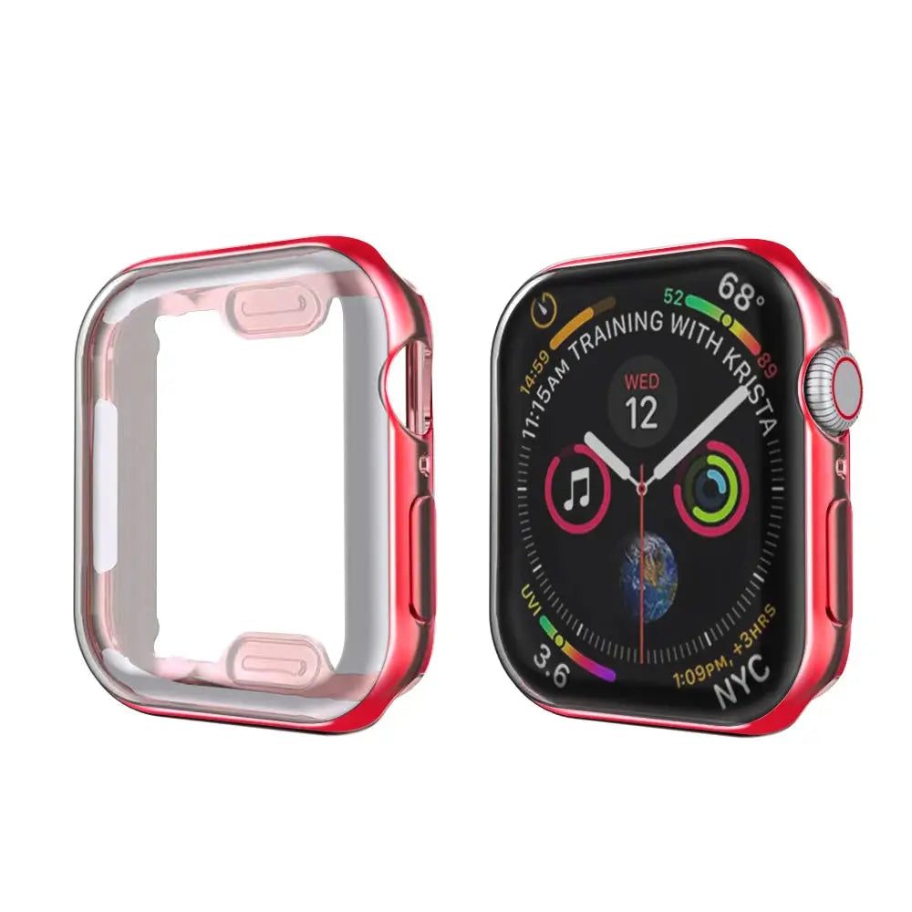 TPU cover screen protector for smartwatch in red, providing protection and clarity for the display.