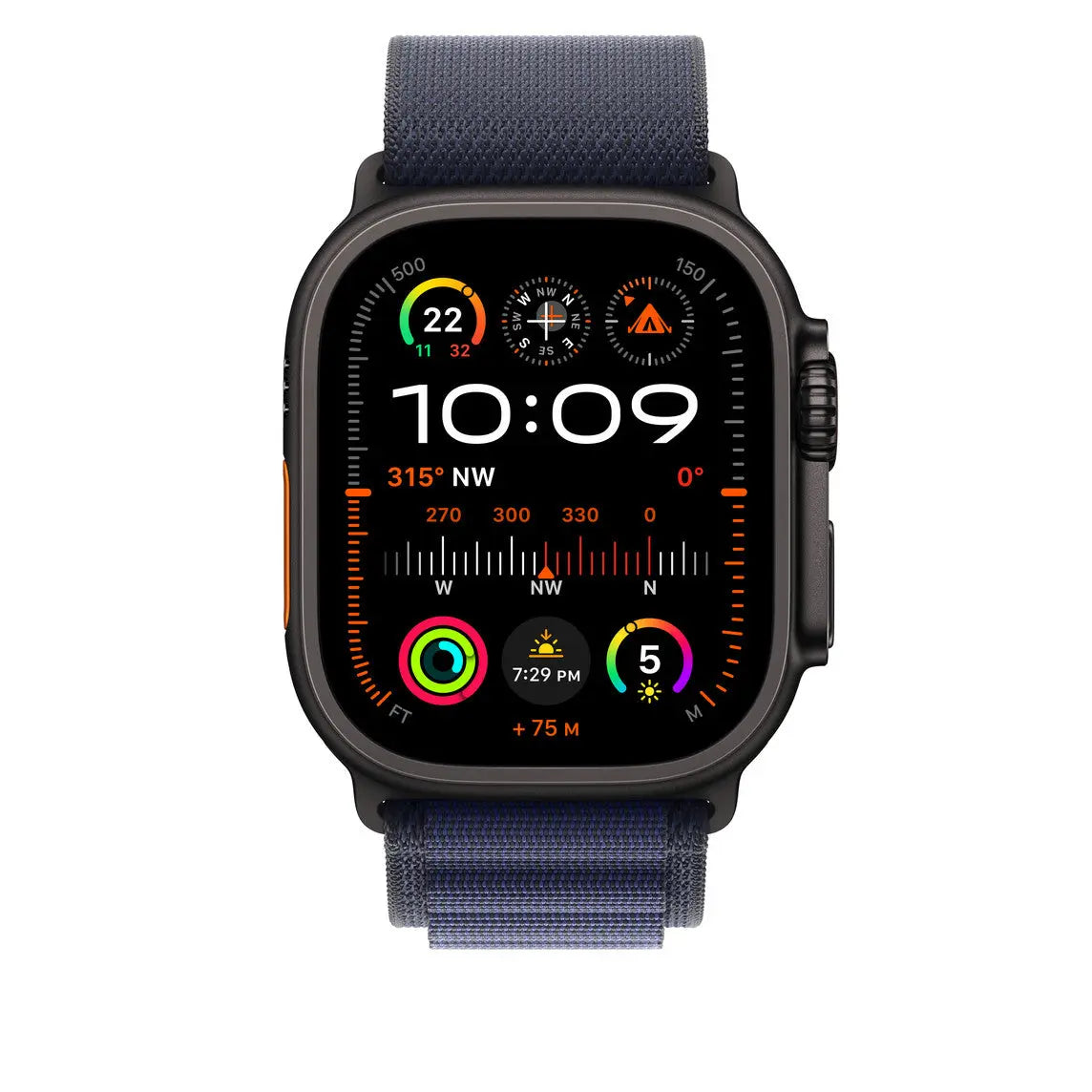 Alpine G Hook Band on smartwatch displaying fitness metrics and navigation features, perfect for athletes and outdoor enthusiasts.