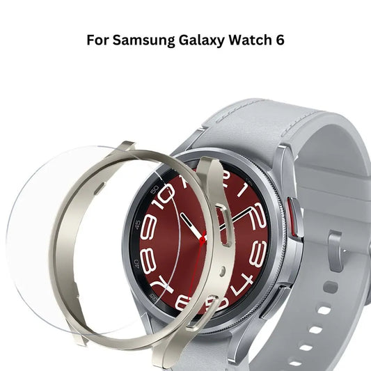 Samsung Galaxy Watch 6 with premium edge protector case showcasing durability and impact resistance.