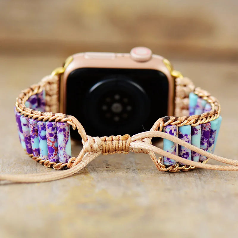 Semiprecious Stone Beaded Apple Watch Band – Vegan Bracelet Strap