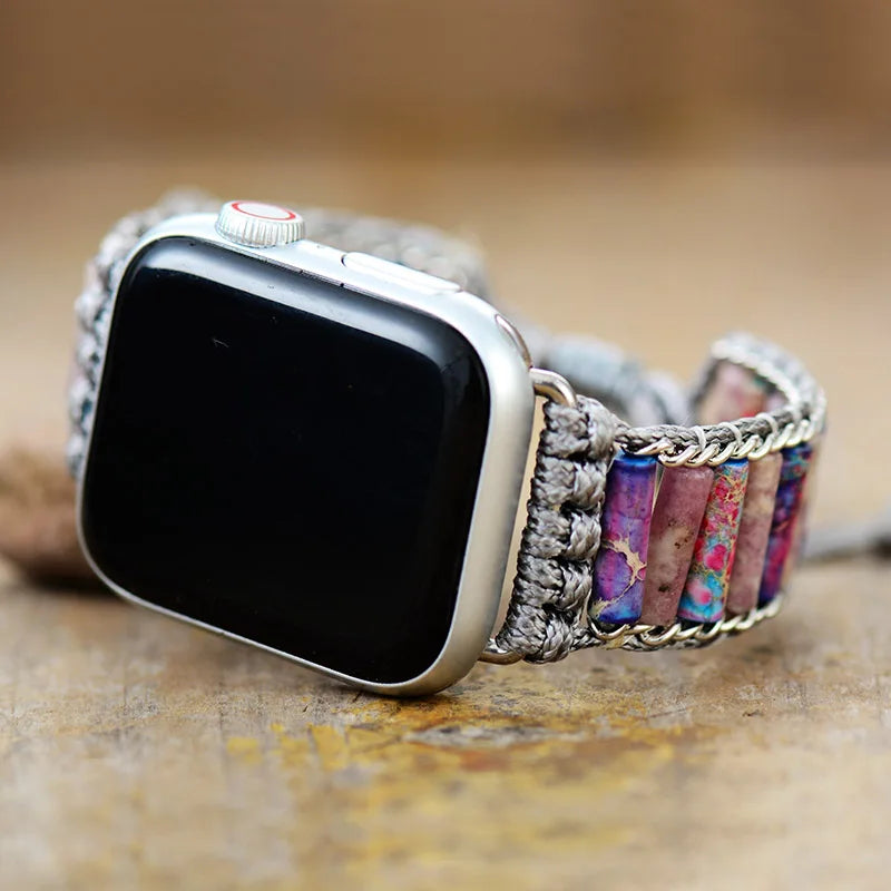 Semiprecious Stone Beaded Apple Watch Band – Vegan Bracelet Strap