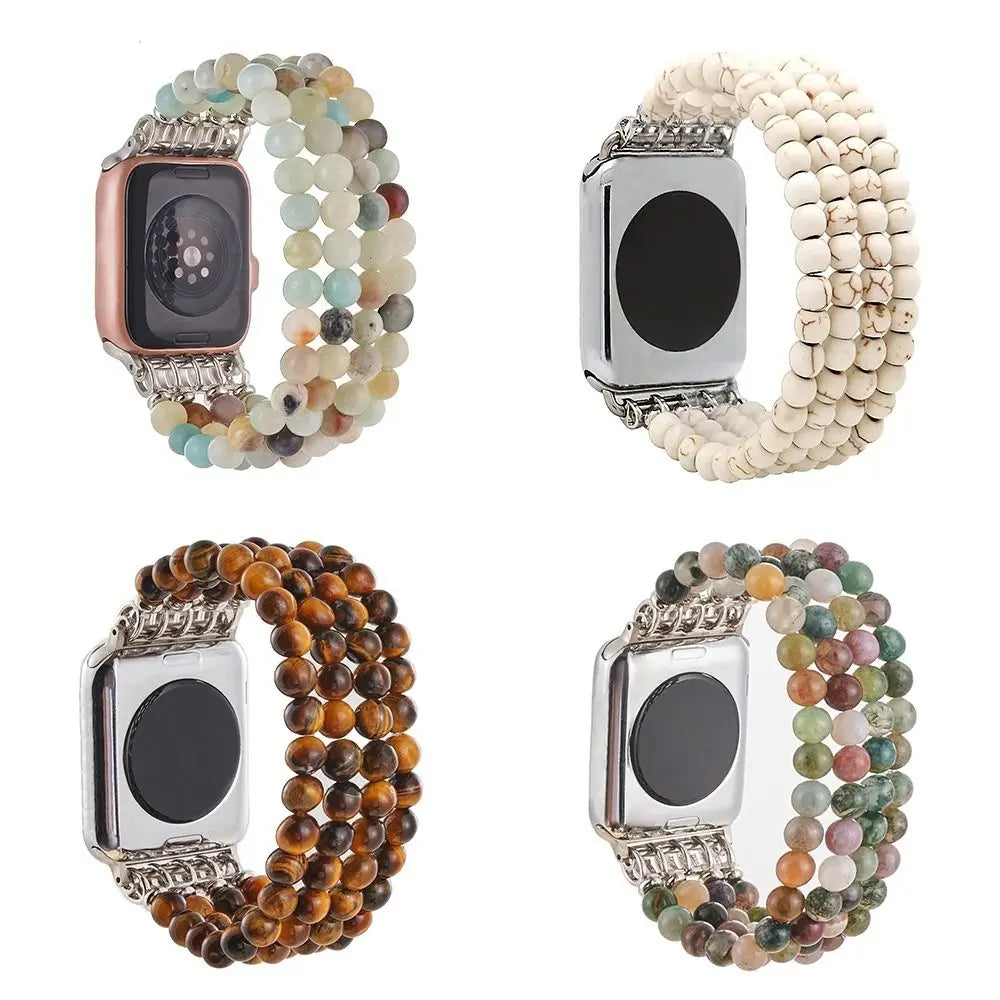 Stone Beaded Apple Watch Band – Stretch Bracelet Strap