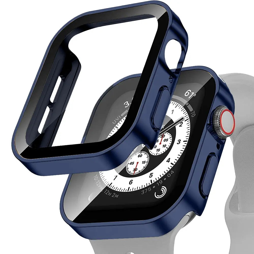 Ultra-thin water-resistant case with glass for Apple Watch, featuring durable PC material and a perfect fit.
