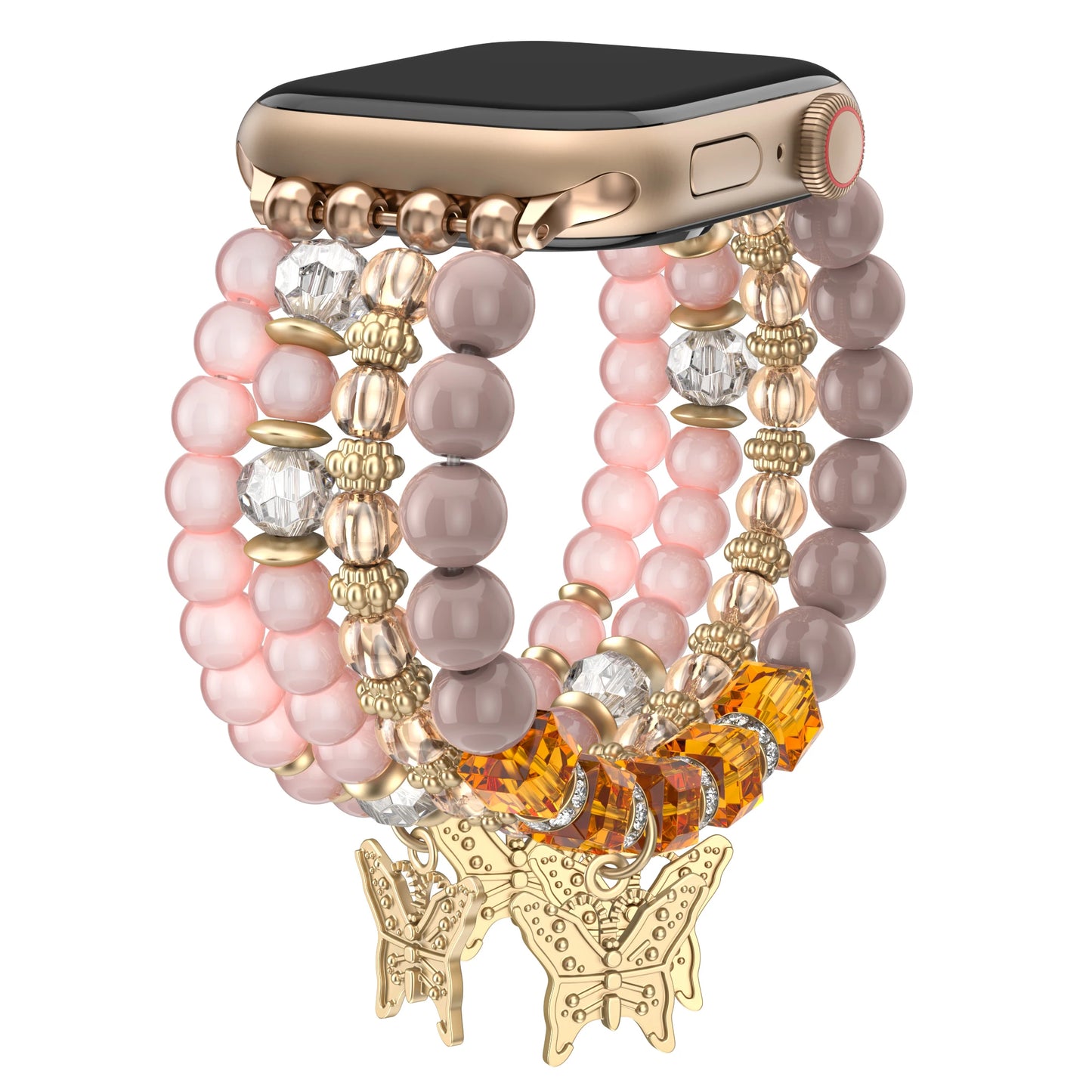 Beaded Apple Watch Band – Boho Bracelet with Butterfly Charms