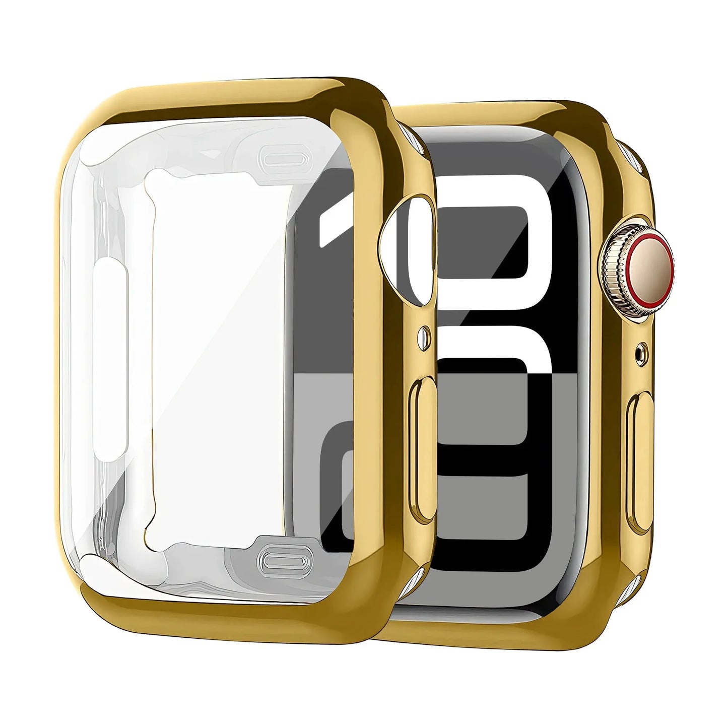 TPU 360 Degree Protection Case for Apple Watch Series 10, gold color, provides all-around defense against scratches and impacts.