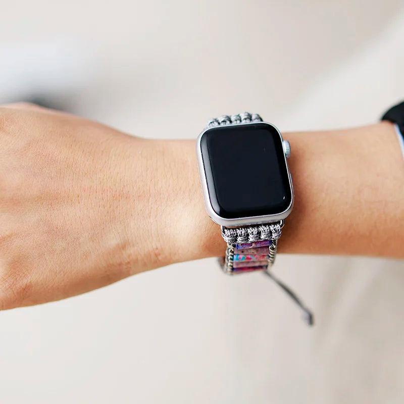 Semiprecious Stone Beaded Apple Watch Band – Vegan Bracelet Strap