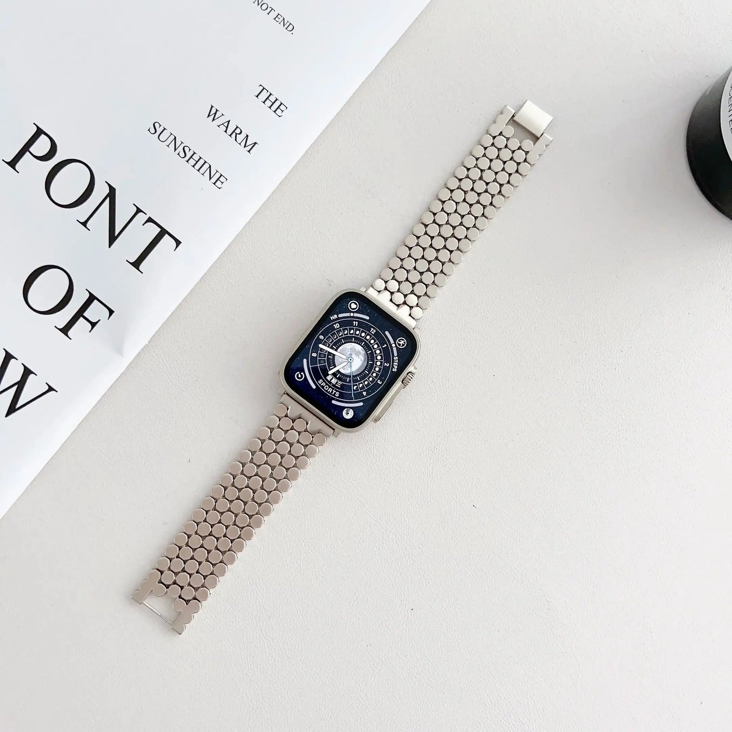 Luxury Starlight Bracelet in stainless steel for Apple Watch, showcasing elegant design and starlight color.