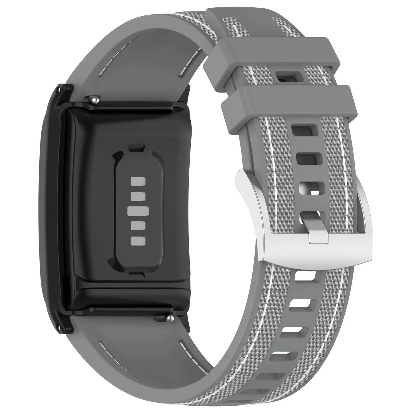 Nylon and silicone straps for WHOOP 4.0 in gray, moisture-wicking for all-day comfort and breathability.
