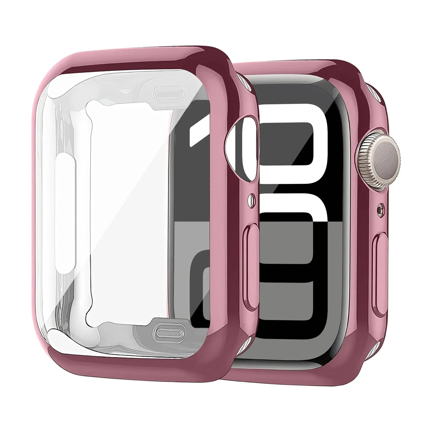 TPU 360 degree protection case for Apple Watch Series 10 in pink, offering scratch and impact defense.