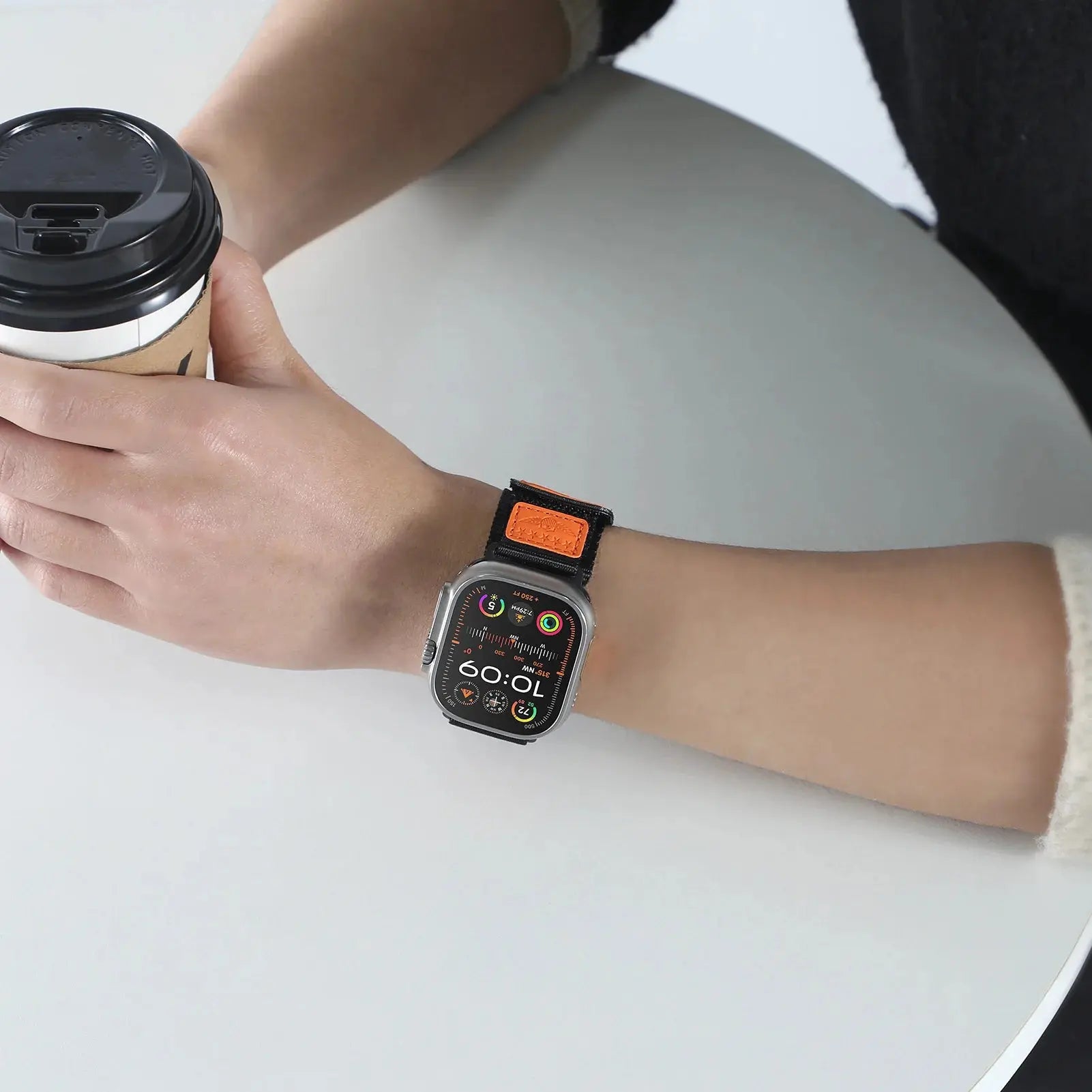 Sport woven nylon band with USA flag on Apple Watch; stylish, durable and perfect for daily wear.