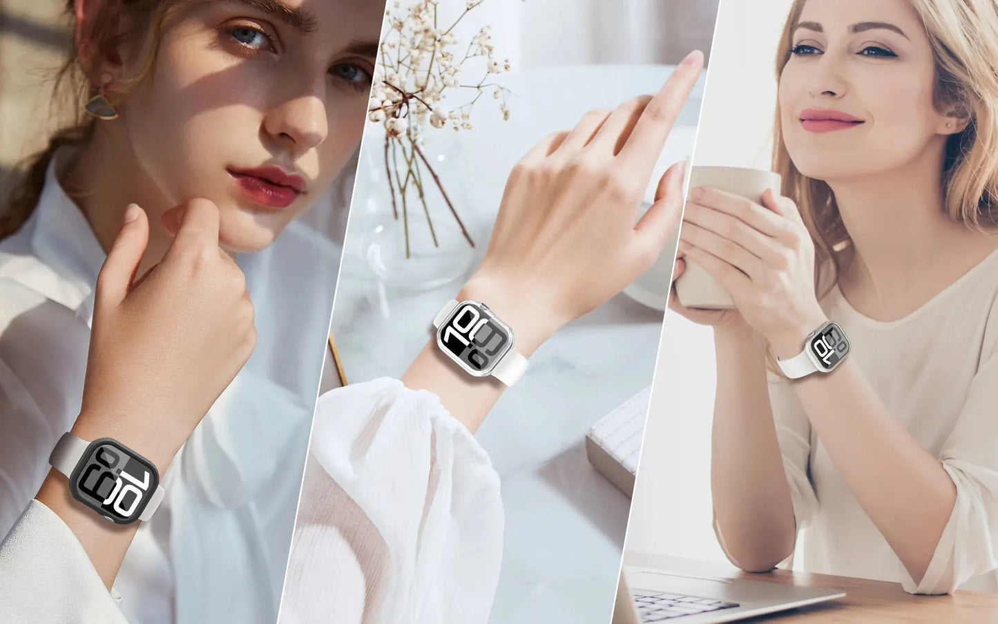 Stylish women showcasing protective cases for Apple Watch Series 10 on their wrists, highlighting durability and sleek design.