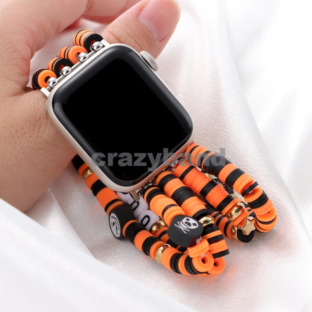 Halloween Beaded Apple Watch Band – Soft Clay Bracelet Strap