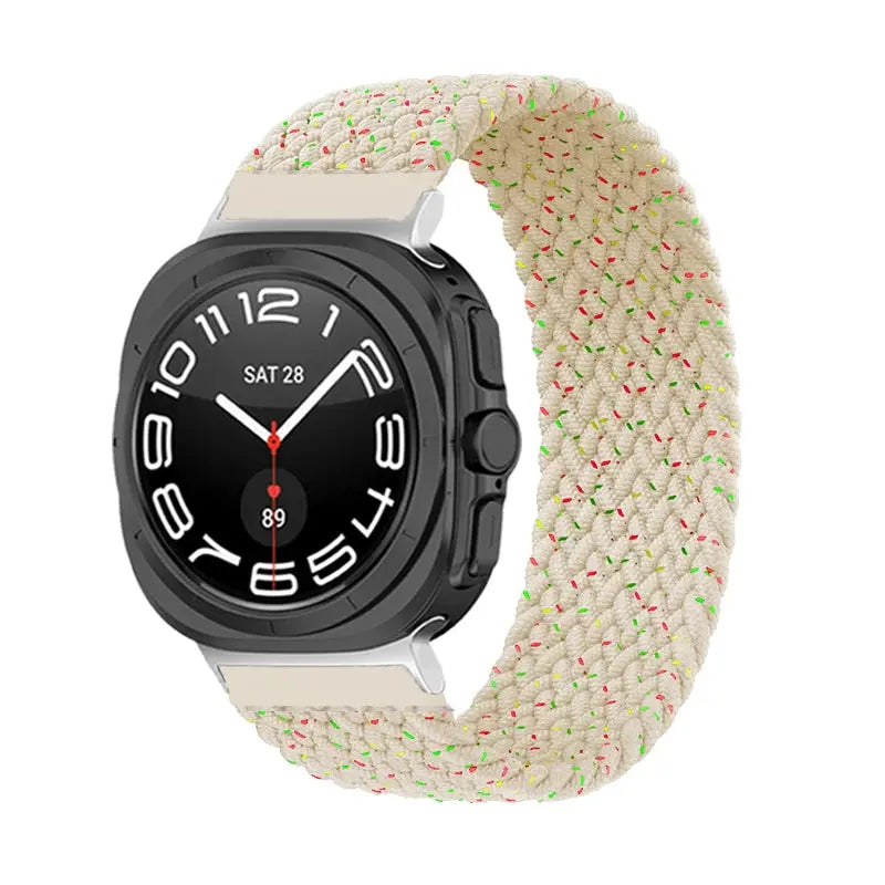 Stretchy braided solo band for Galaxy Watch Ultra, featuring a comfortable, elastic material in a modern design.