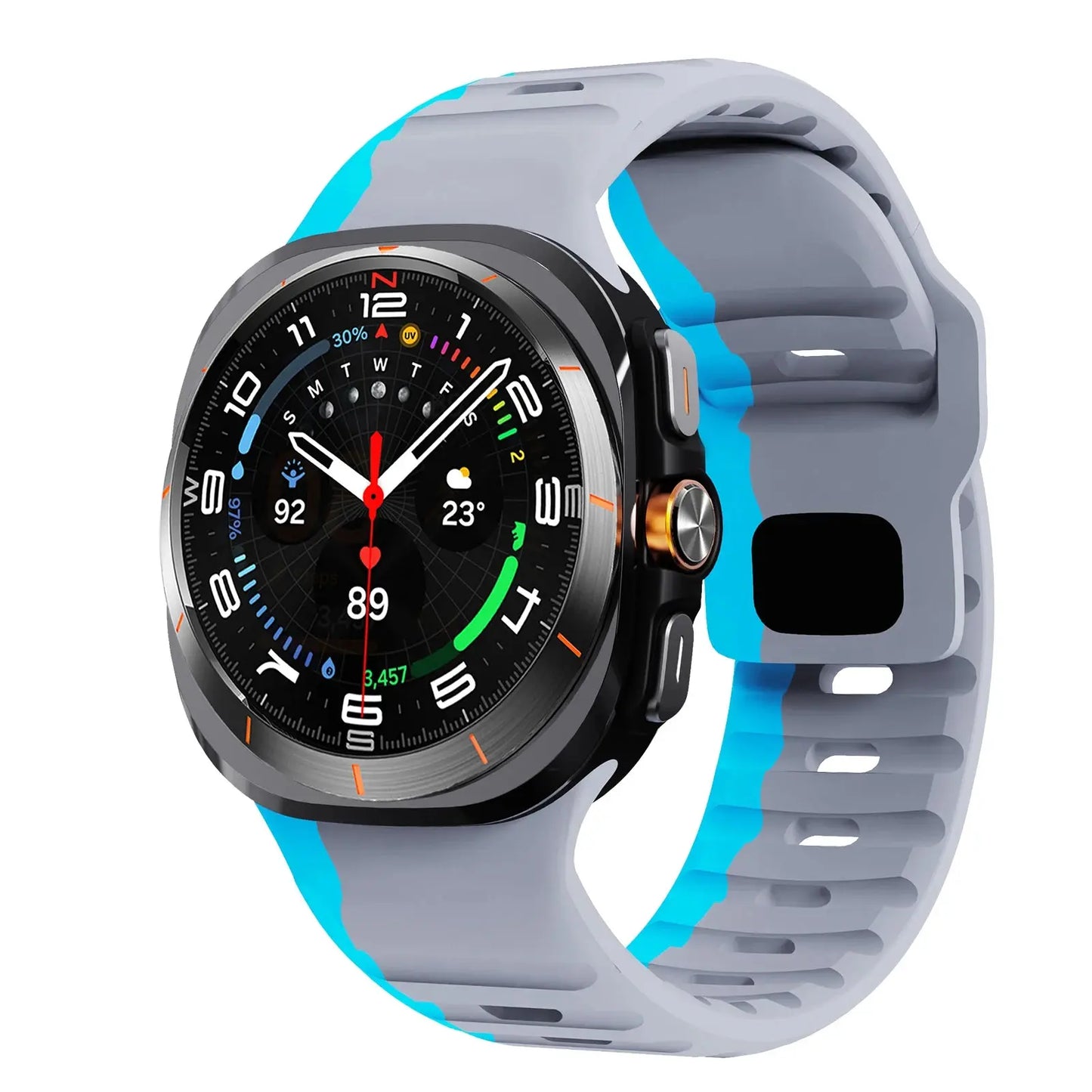 Rugged silicon band for Samsung Galaxy Watch Ultra, showcasing durability and sporty style, perfect for active lifestyles.