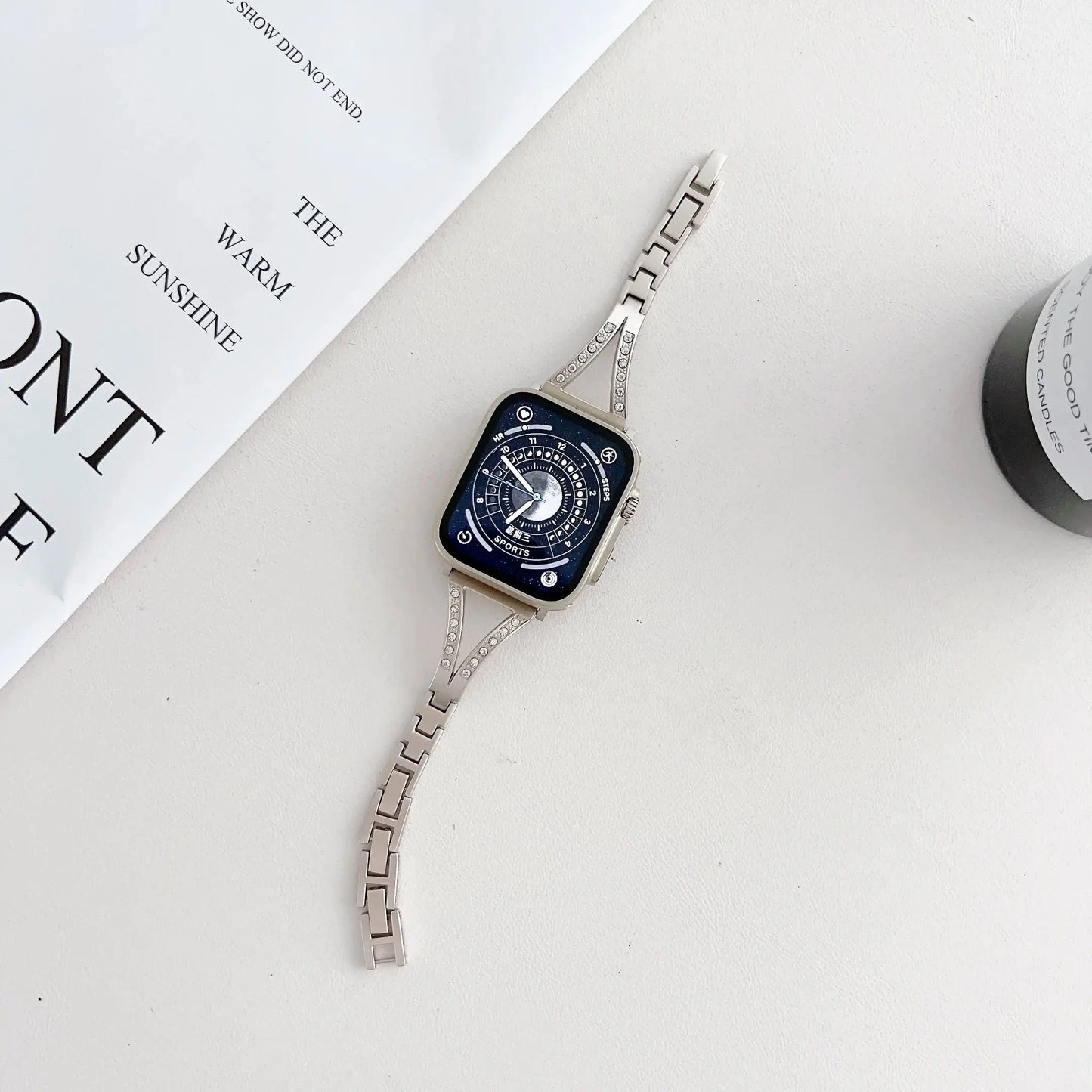 Luxurious starlight bracelet for Apple Watch, featuring durable stainless steel and elegant design.