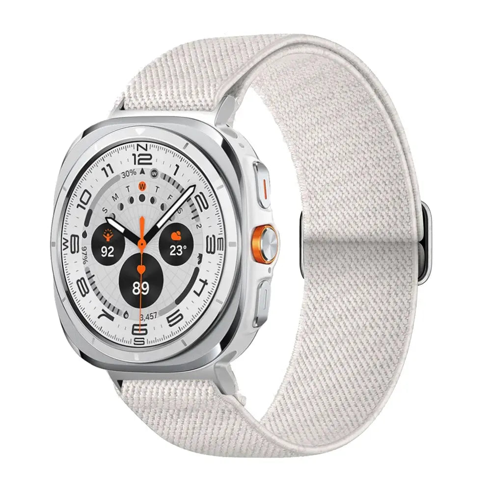 Elastic bands for Samsung Galaxy Watch Ultra in soft, stretchy nylon, showcasing lightweight and breathable design.