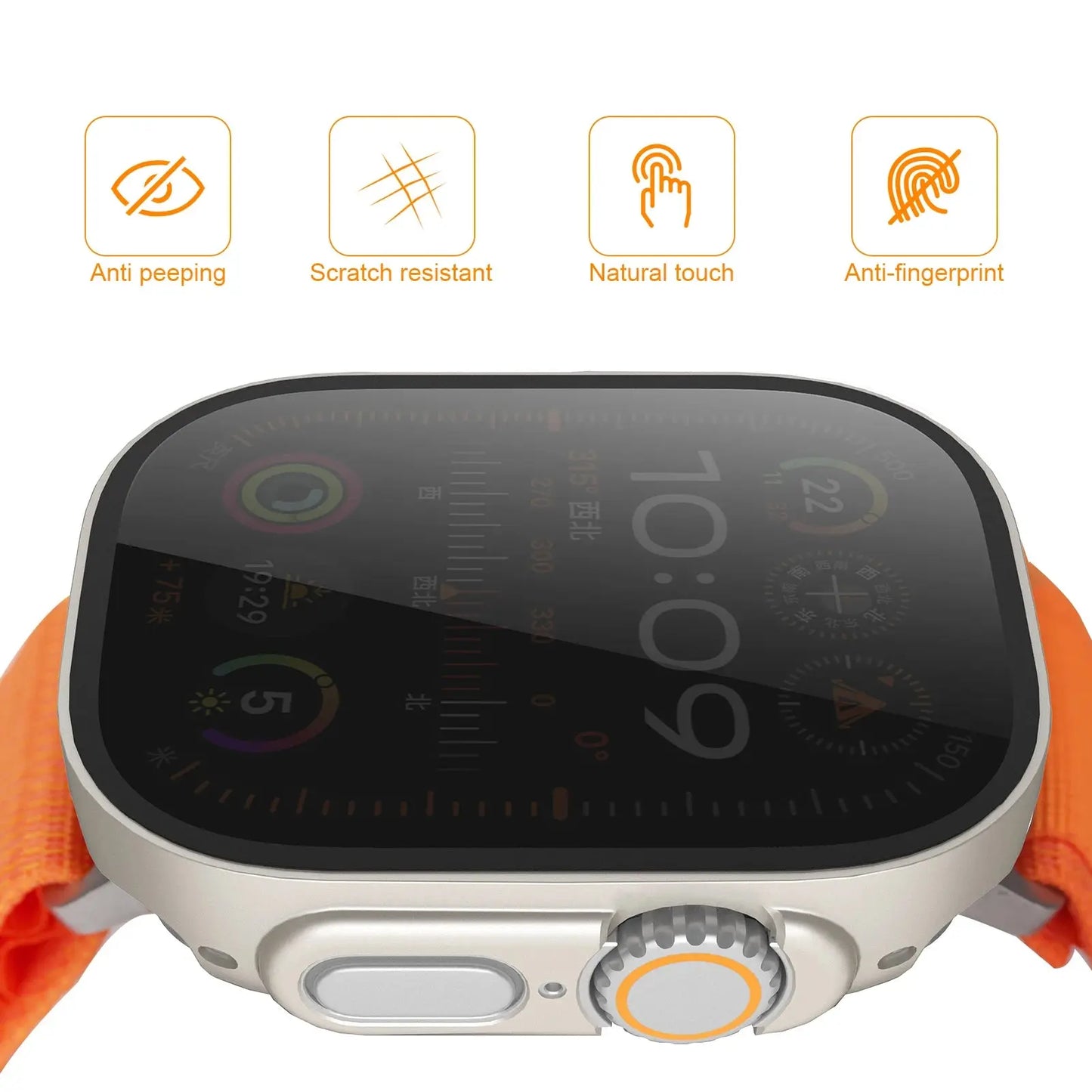 Apple Watch protection case with anti-peeping and scratch-resistant features for style and privacy.