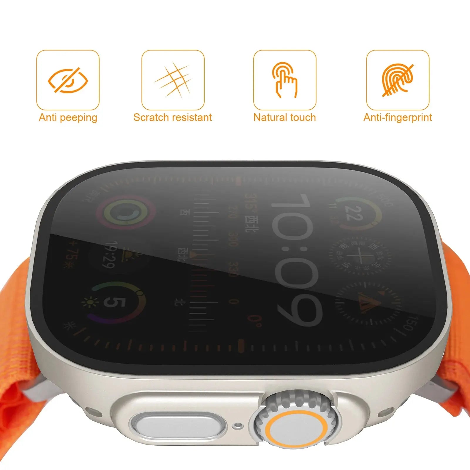 Apple Watch protection case with anti-peeping and scratch-resistant features for style and privacy.