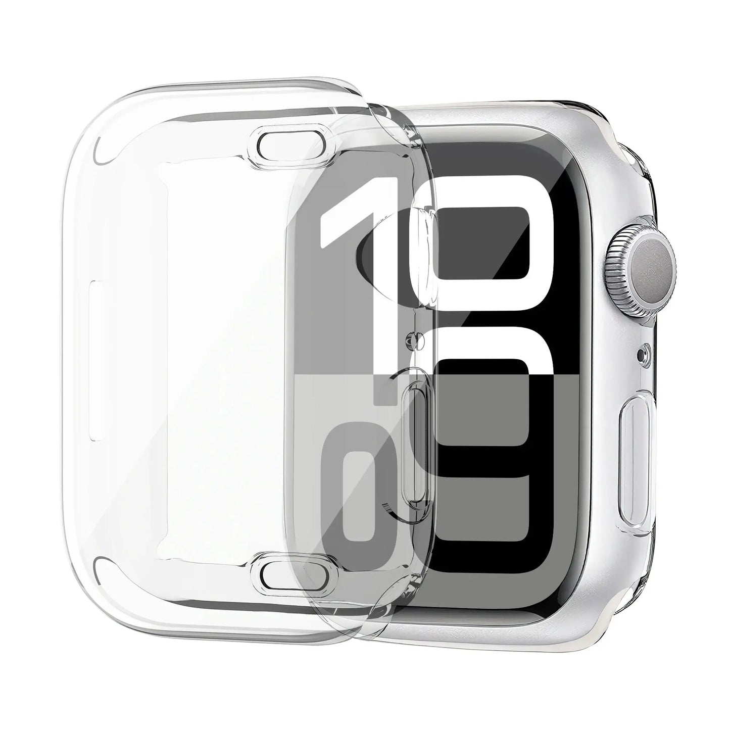 TPU 360 degree protection case for Apple Watch Series 10, showing clear, flexible design for all-around defense from scratches.