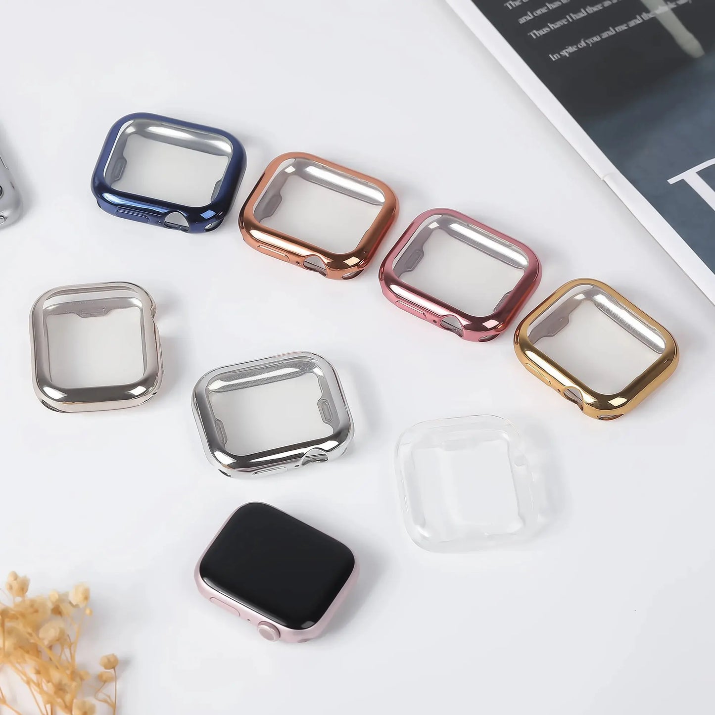 Variety of TPU 360 Degree protection cases for Apple Watch Series 10 in different colors and styles.