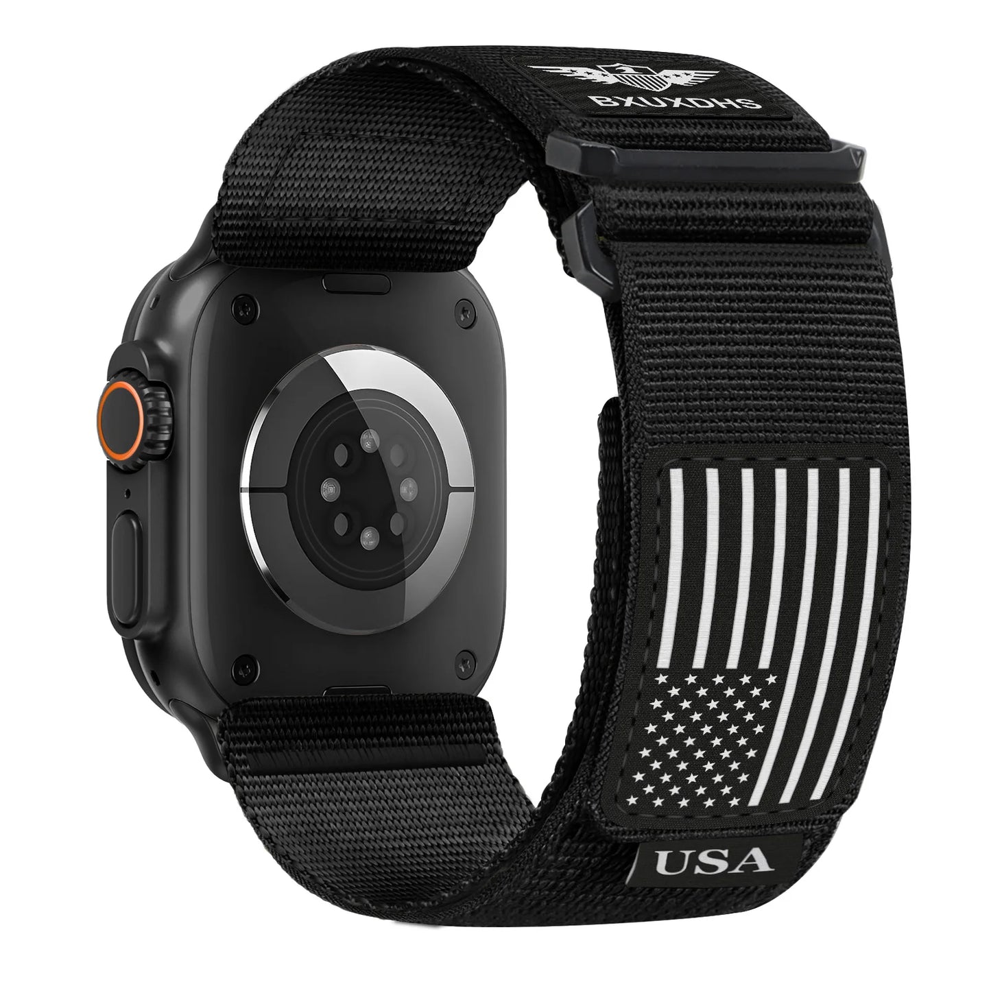 James Rugged Nylon Apple Watch Ultra Band 49mm USA Flag Strap
