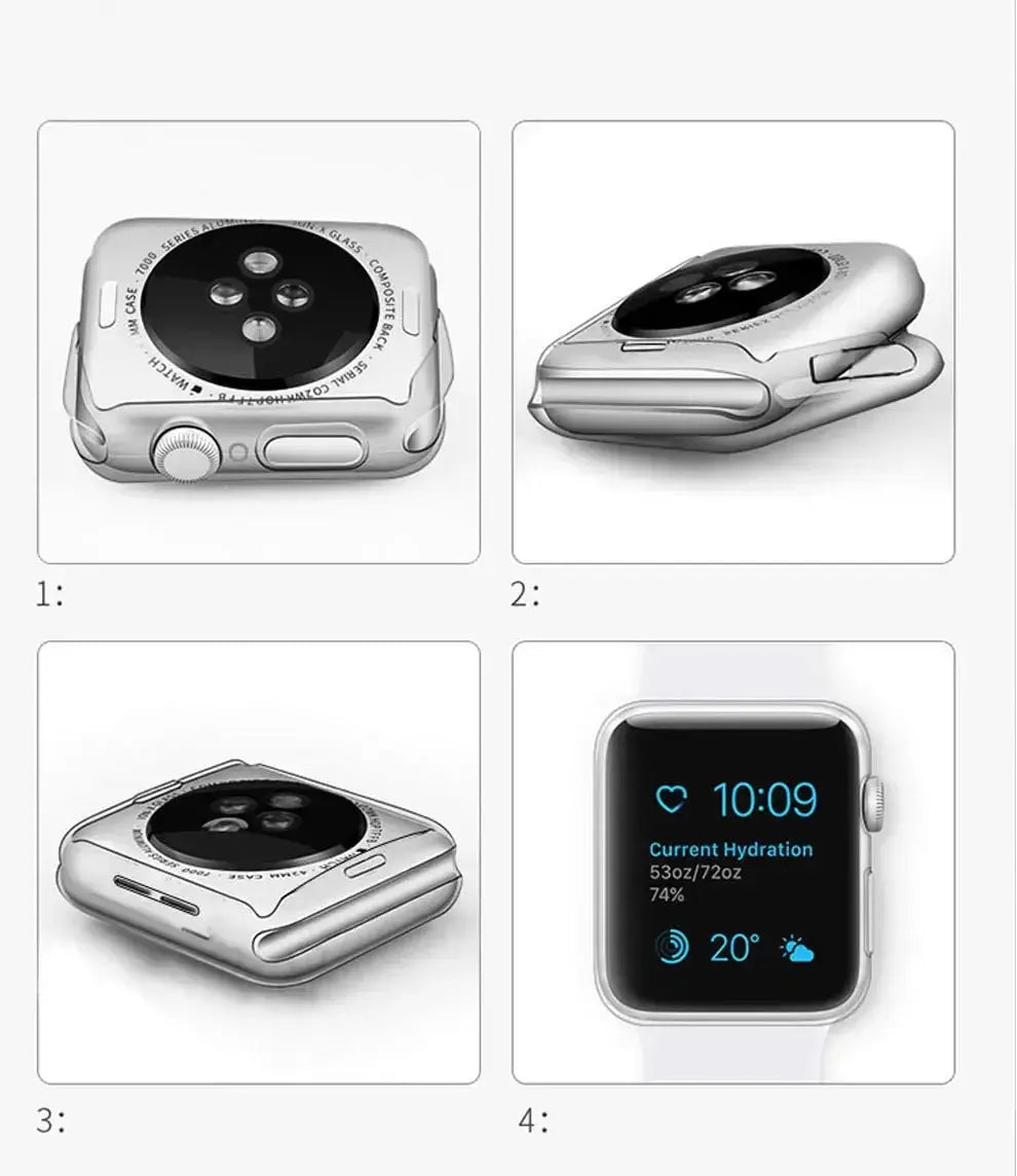 TPU 360 Degree Protection Case for Apple Watch Series 10 showing sleek design and precise fit for easy access.