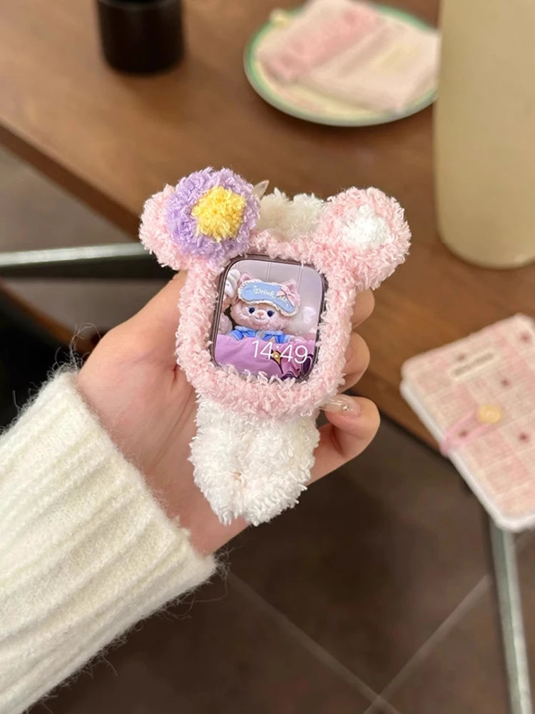 Korea Cute Plush Apple Watch Band + Case for Women
