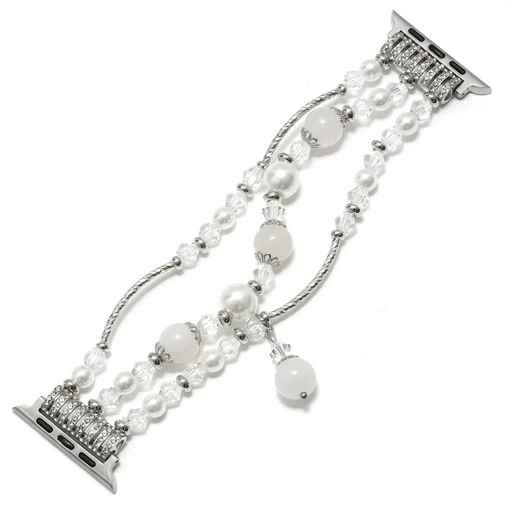 Pearl Beaded Apple Watch Band – Elegant Jewelry Bracelet Strap
