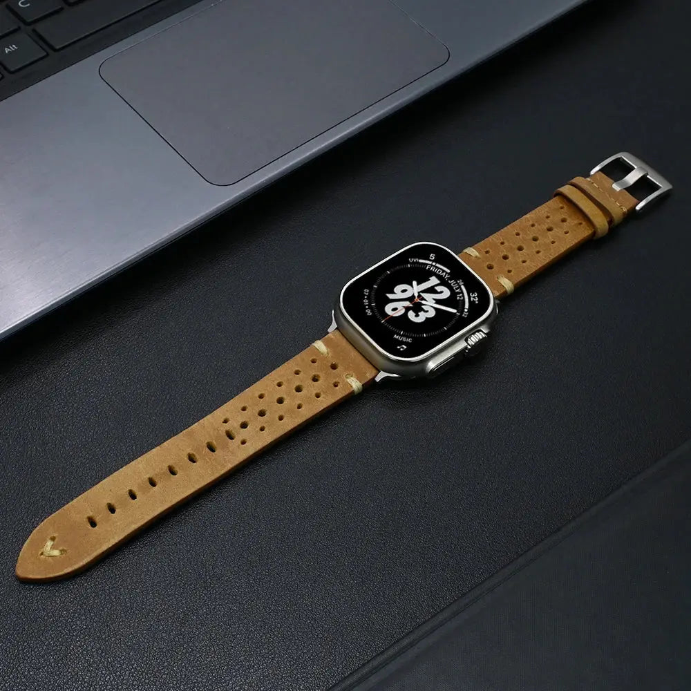 Enzo Classic Leather Band watch strap, crafted from premium full-grain leather, showcasing elegance and superior airflow.