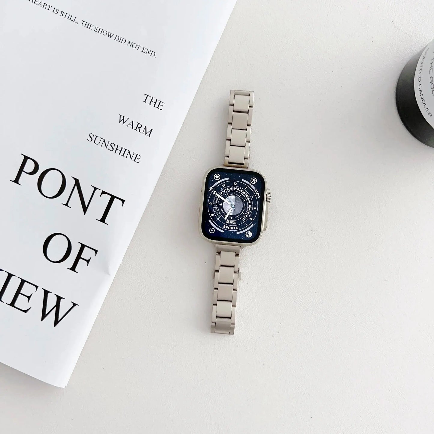 Luxury Starlight Bracelet for Apple Watch on a light background, showcasing its bold design and elegance.