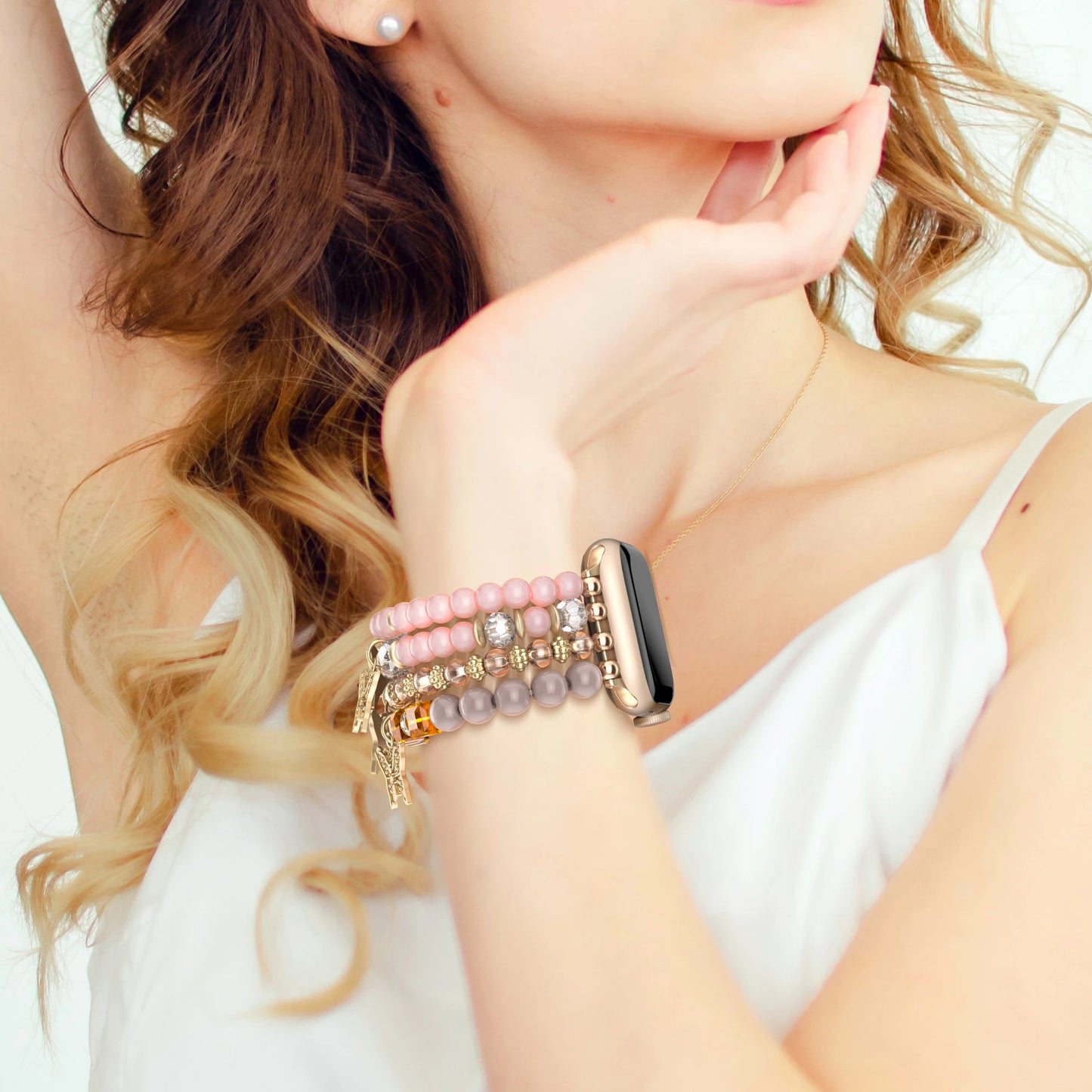 Beaded Apple Watch Band – Boho Bracelet with Butterfly Charms