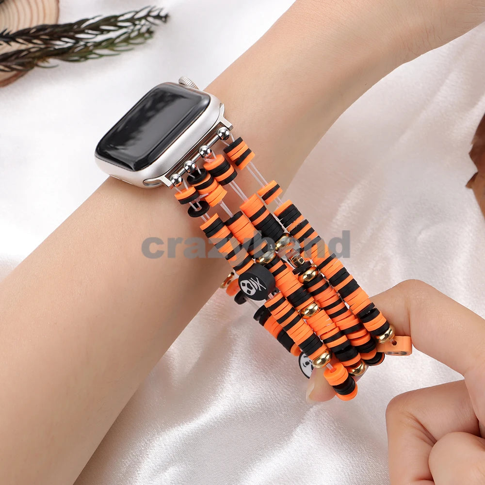 Halloween Beaded Apple Watch Band – Soft Clay Bracelet Strap