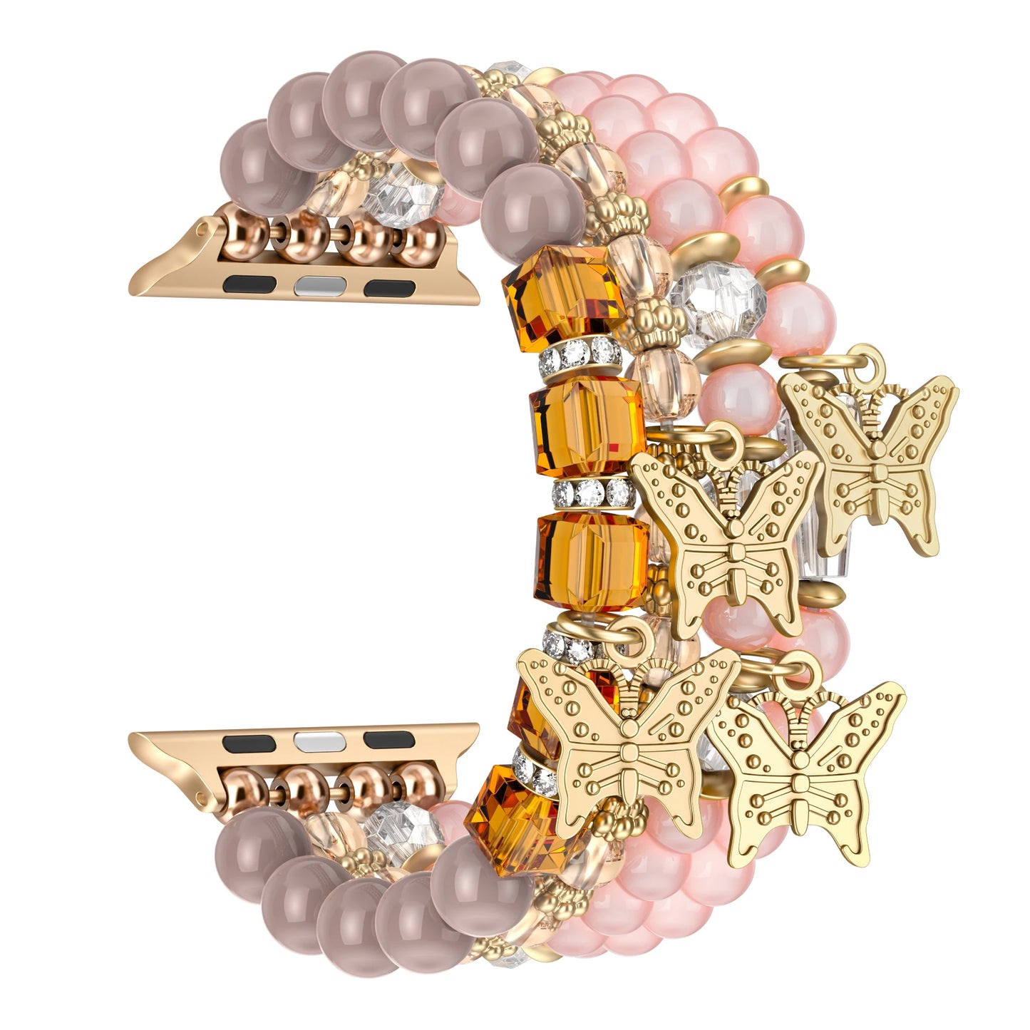 Beaded Apple Watch Band – Boho Bracelet with Butterfly Charms