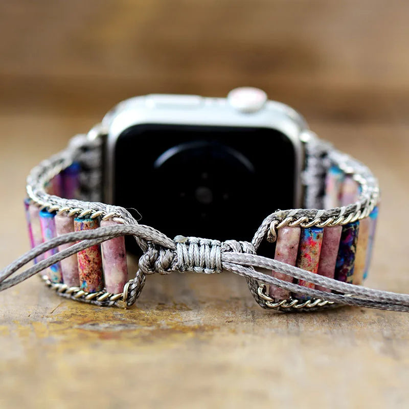 Semiprecious Stone Beaded Apple Watch Band – Vegan Bracelet Strap