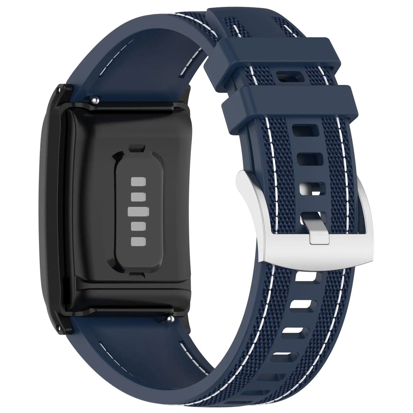 Nylon and silicone strap for WHOOP 4.0 and 3.0, navy color, adjustable, moisture-wicking, comfortable fit.