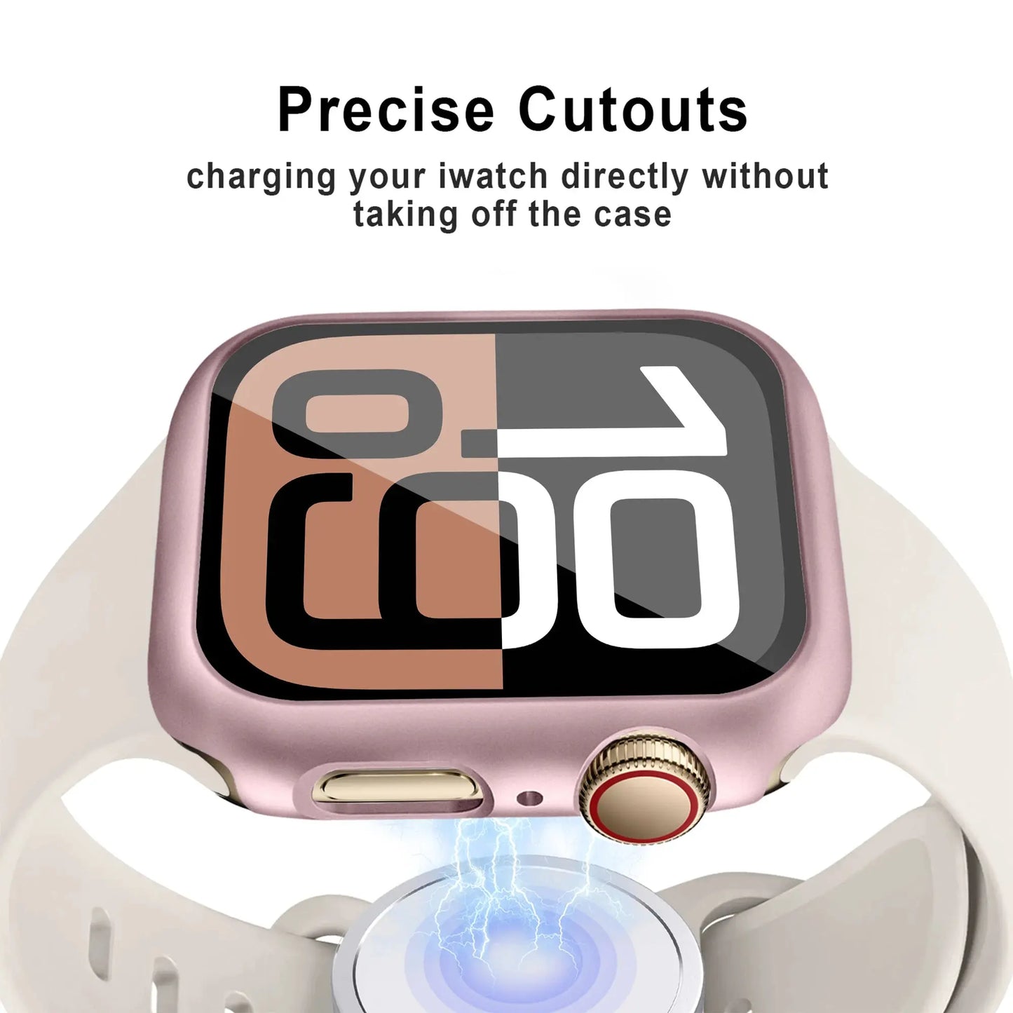 iWatch Series 10 case with precise cutouts for direct charging, compatible with 42mm models, retains touch sensitivity.
