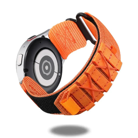 Tactical Nylon Sports Bands in vibrant orange, engineered for adventure with ultra-strength hook-and-loop closure for secure fit.