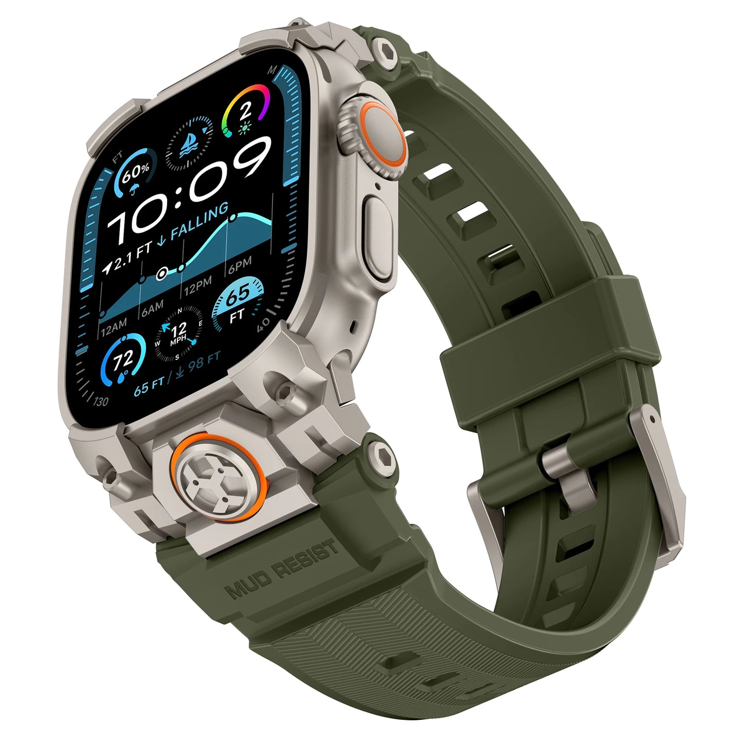 Apple Watch Ultra 3 Rubber Band for Men – Titanium Sport Strap on a rugged smartwatch.