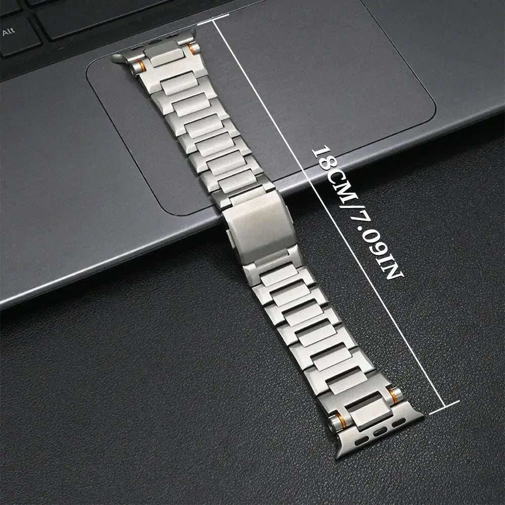 Elegant 316L stainless steel Cowboy band for Apple Watch, measuring 18CM, showcasing durability and style.