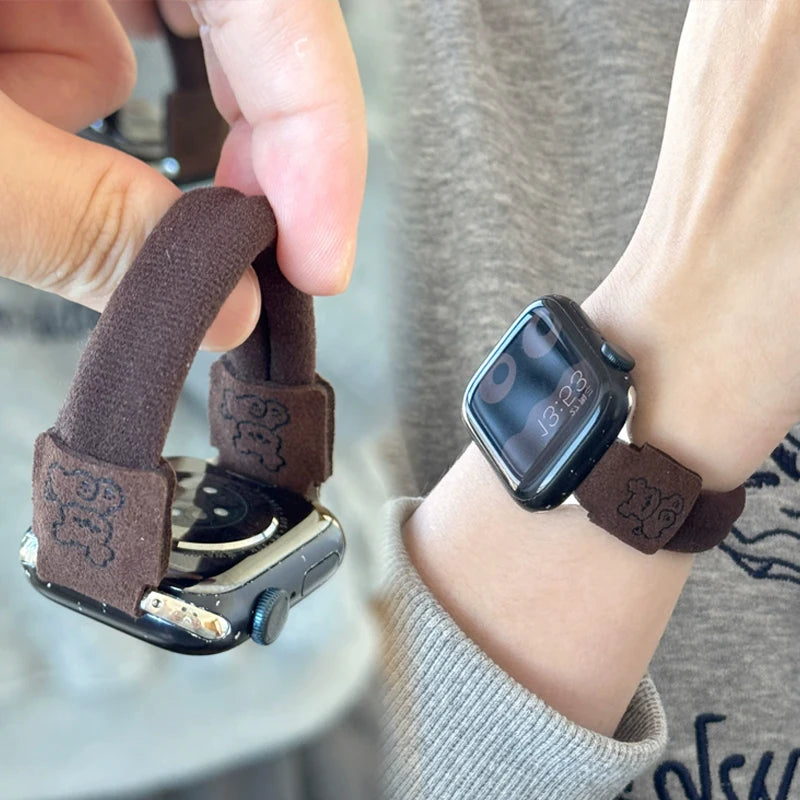 Cute Dog Elastic Apple Watch Band for Women – 38–49mm