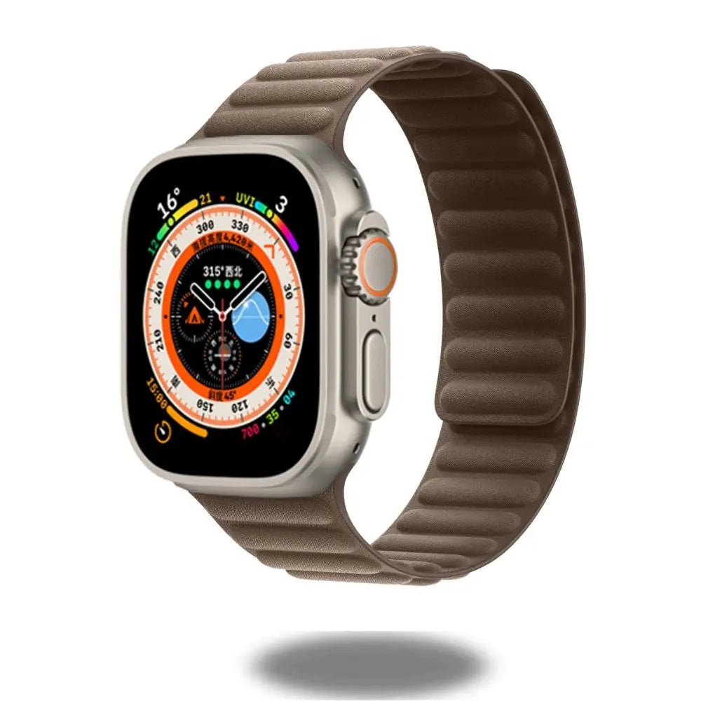 Finewoven magnetic link bracelet for Apple Watch, crafted from soft woven nylon, combining style and comfort.