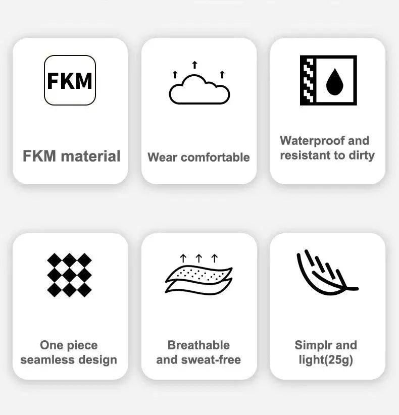 FKM material, comfortable, waterproof, seamless design, breathable, lightweight features of rugged Apple Watch band