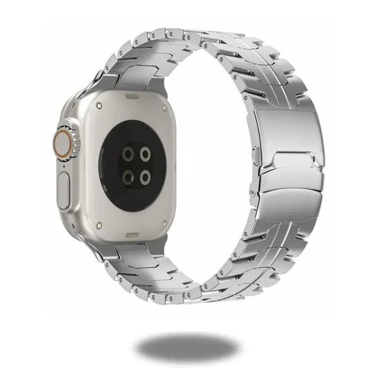 Macho Lux Metal Bracelet showcasing premium stainless steel design, perfect for Apple Watch durability and elegance.