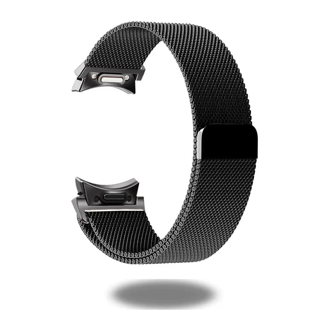 No Gaps Milanese Loop for Samsung Galaxy Watch in elegant black stainless steel design.