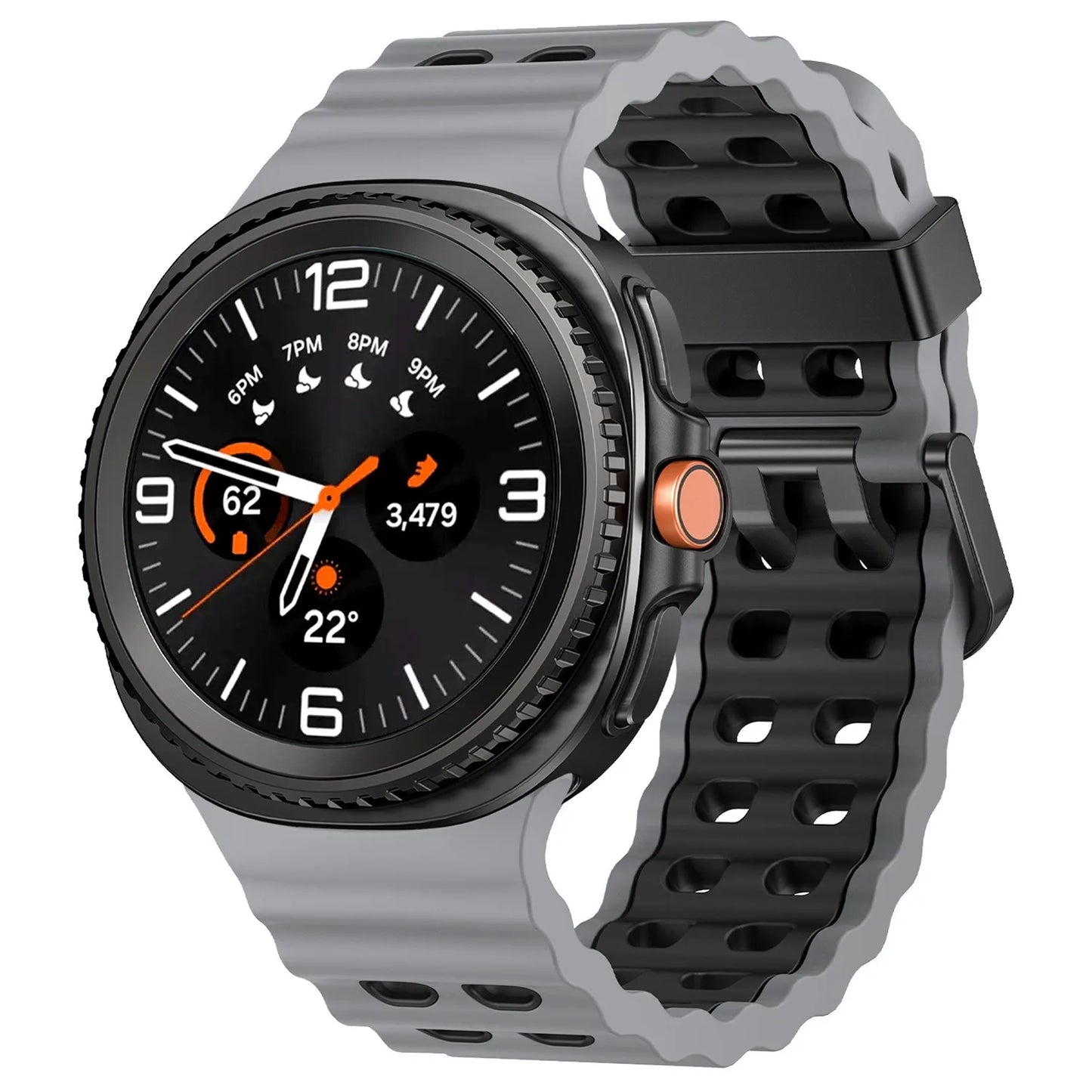 Silicone Breathable Sport Band for Samsung Galaxy Watch 8/Classic 46mm in gray, showcasing a comfortable design.