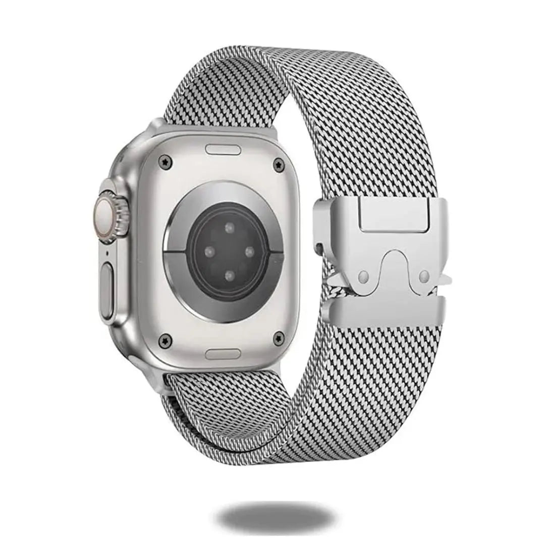 2024 Metal Mesh Loop for Apple Watch, premium stainless steel band with parachute-style buckle, lightweight and durable.